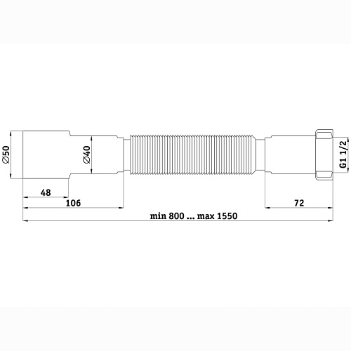 Гибкая труба 1 1/2"*40/50 удлиненная