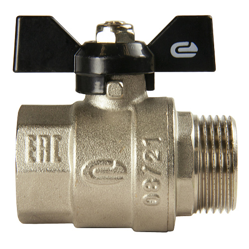 Кран шаровой для воды 1" г/ш бабочка, никель, ONDO