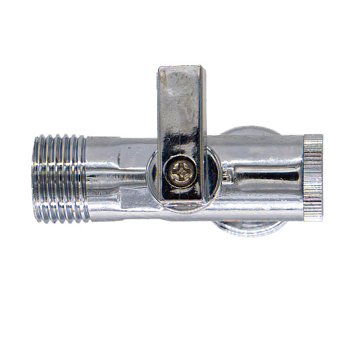 Кран шаровой для бытовых приборов угл. 1/2"х3/4" ш/ш с фильтром и отражат. бабочка, хромированный СТМ