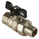 Кран шаровой для воды 1/2" с накидной гайкой бабочка,  никель,  ONDO_1