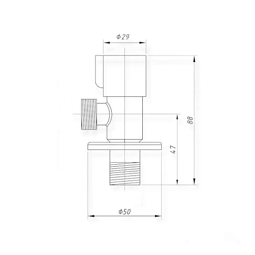 Кран для бытовых приборов угл. 1/2"х3/4" ш/ш с отражат. нерж. сталь СТМ