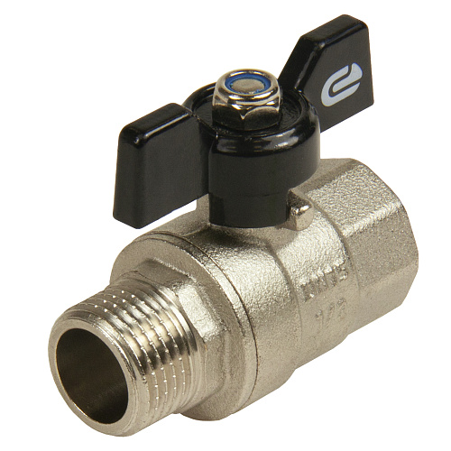 Кран шаровой для воды 1/2" г/ш бабочка, никель, ONDO