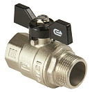 Кран шаровой для воды 1" г/ш бабочка,  никель,  ONDO_1