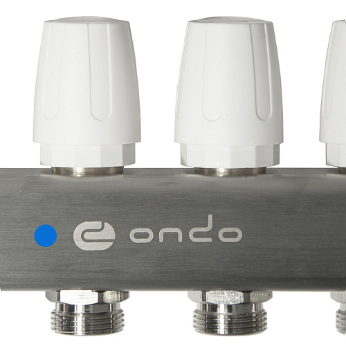 Коллекторная группа ONDO нерж сталь 3 вых. в сборе с расходомерами и термостатическими клапанами без сливных кранов и воздухоотводчиков Коллекторная группа ONDO нерж сталь 3 вых. в сборе с расходомерами и термостатическими клапанами без сливных кранов и воздухоотводчиков