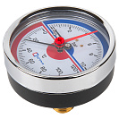 Термо-манометр аксиального подключения 1/4" c переходником на 1/2'',  измерение до 10 бар,  до +120°С_1