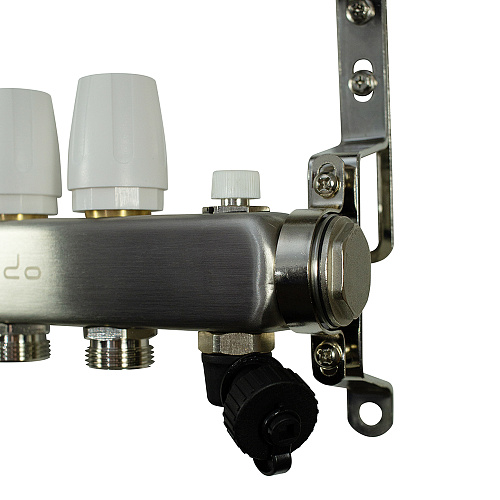 Коллекторная группа ONDO нерж сталь 6 вых. в сборе  с термостатическими и запорными клапанами