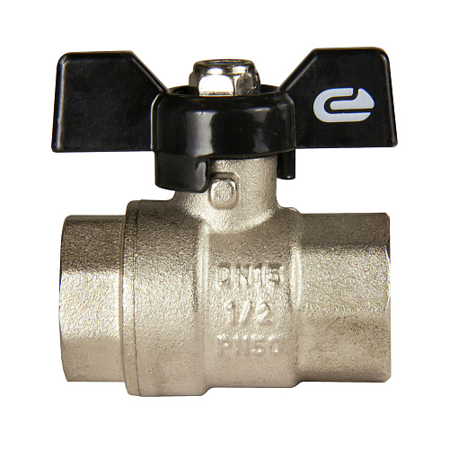 Кран шаровой для воды 1/2" г/г бабочка, никель, ONDO