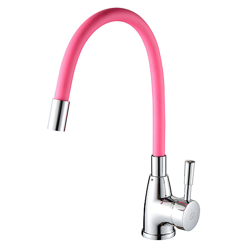 Смеситель ROEGEN RD014P для кухни, 40 мм, на гайке, с боковой ручкой, с гибким розовым изливом