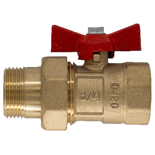 Кран шаровой для воды 3/4" с накидной гайкой бабочка ГАЛЛОП 132