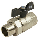 Кран шаровой для воды 3/4" с накидной гайкой бабочка,  никель,  ONDO