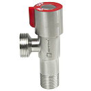 Кран д/быт. прибор. угл. 1/2"х3/4" ш/ш с отражат. нерж.сталь,  красный СТМ_3