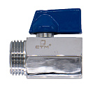 Кран шаровой мини для воды 1/2" г/ш флажок,  хромированный СТМ_3