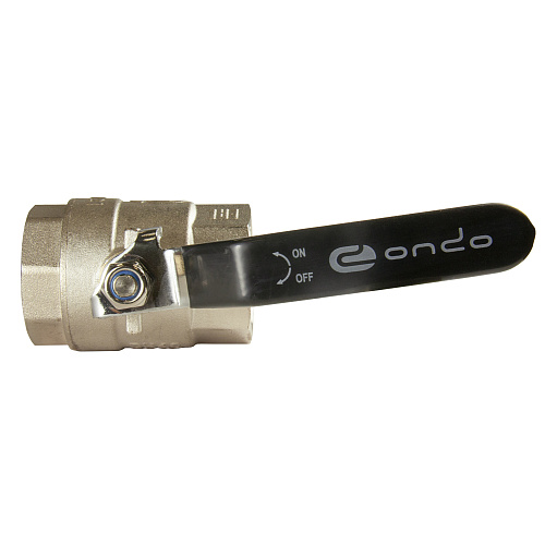 Кран шаровой для воды 1-1/2" г/г рычаг, никель, ONDO