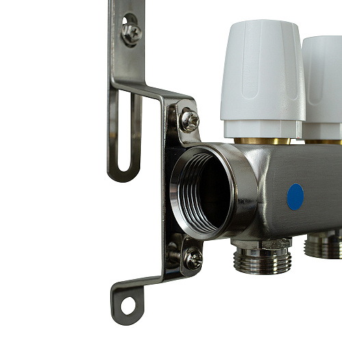 Коллекторная группа ONDO нерж сталь 6 вых. в сборе  с термостатическими и запорными клапанами