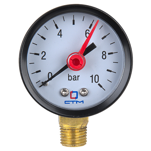 Манометр радиального подключения 1/4", измерение до 10 бар СТМ