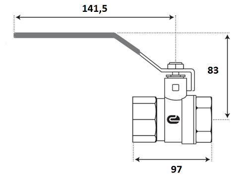 Кран шаровой для воды 2" г/г рычаг, никель, ONDO
