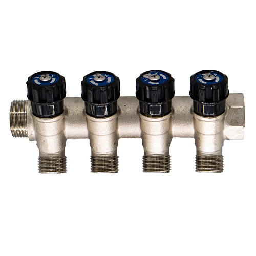 Коллектор 4 выхода вентиль н/р  3/4"х1/2" СТМ