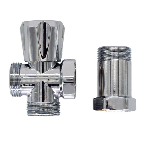 Вентиль трехпроходной  3/4"х3/4"х3/4" ш/ш/г с удлинительной гайкой, маховик, хром. СТМ