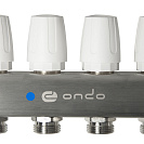 Коллекторная группа ONDO нерж сталь 4 вых. в сборе с расходомерами и термостатическими клапанами без сливных кранов и воздухоотводчиков_3