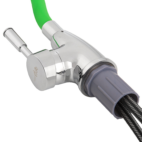 Смеситель FLOE FK234-DG для кухни, 40 мм, на гайке,с бок.штыревой ручкой,с гибким салатовым изливом