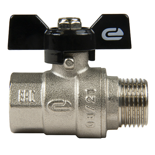 Кран шаровой для воды 1/2" г/ш бабочка, никель, ONDO