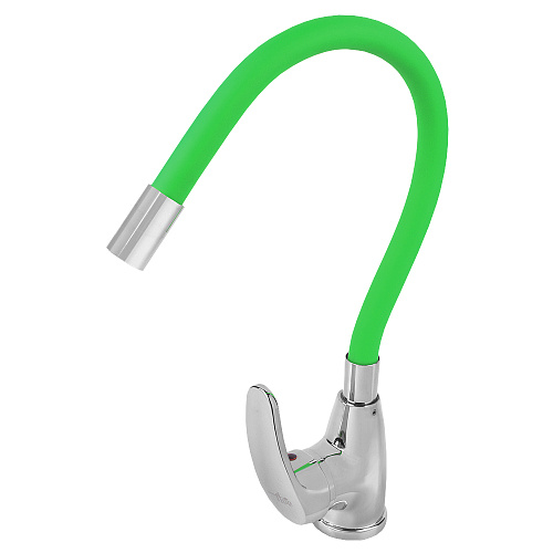 Смеситель FLOE FK234-GG для кухни, 40 мм, на гайке, с боковой ручкой, с гибким салатовым изливом