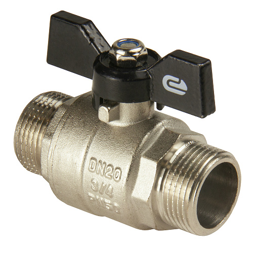 Кран шаровой для воды 3/4" ш/ш бабочка, никель, ONDO