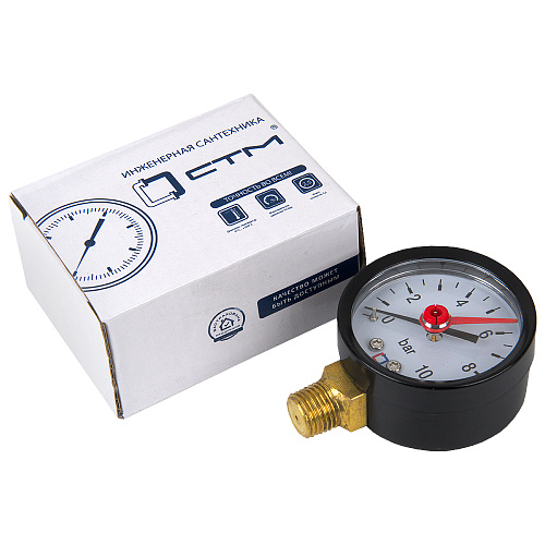 Манометр радиального подключения 1/4", измерение до 10 бар СТМ