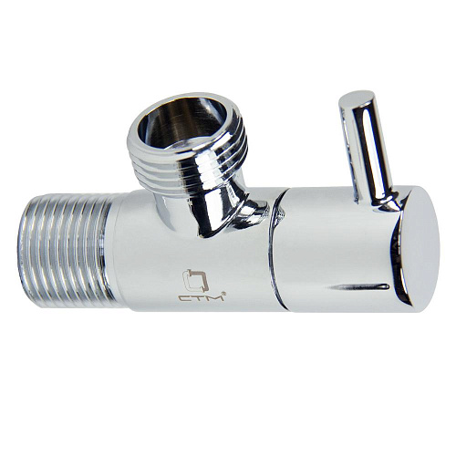 Кран д/быт. прибор. угл. 1/2"х1/2" ш/ш с отражат. ручка-шток, хром. СТМ