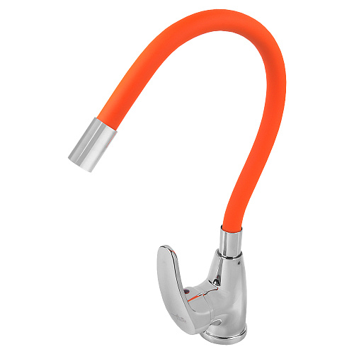 Смеситель FLOE FK234-GO для кухни, 40 мм, на гайке, с боковой ручкой, с гибким оранжевым изливом