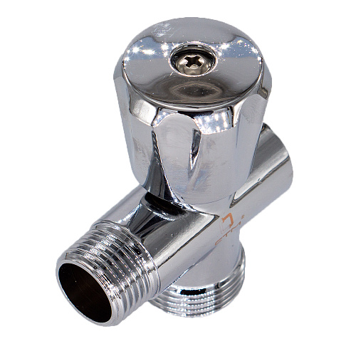 Вентиль трехпроходной 1/2"х1/2"х3/4" ш/ш/г, маховик, хром.СТМ