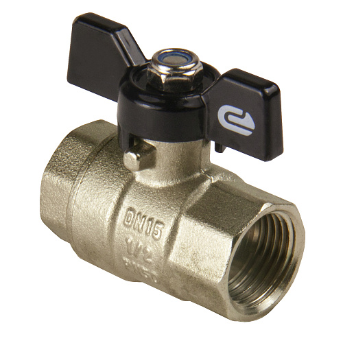 Кран шаровой для воды 1/2" г/г бабочка, никель, ONDO