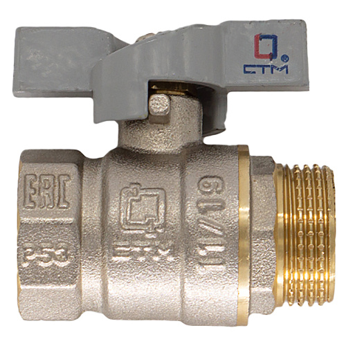 Кран шаровой для воды 1/2" г/ш бабочка CTM СТАНДАРТ Кран шаровой для воды 1/2" г/ш бабочка CTM СТАНДАРТ