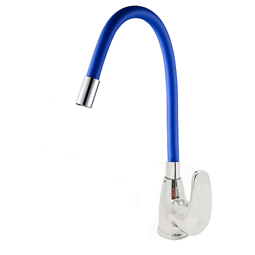 Смеситель ROEGEN RG014B для кухни, 40 мм, на гайке, с боковой металлической ручкой, с гибким синим изливом