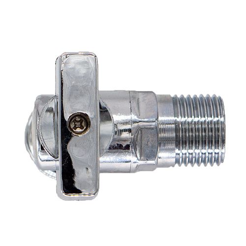 Кран шаровой для бытовых приборов угл. 1/2"х3/4" ш/ш с обратным клапаном и отражат. бабочка, хромированный СТМ