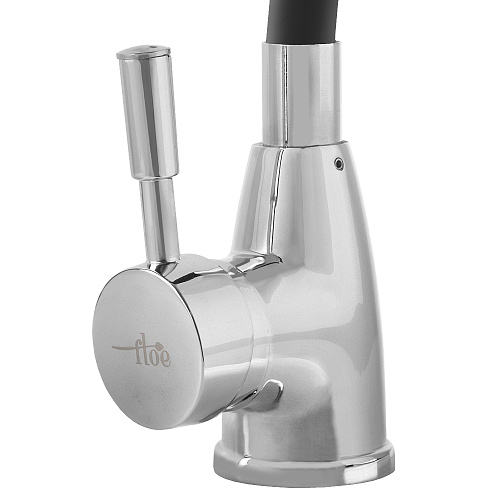 Смеситель FLOE FK234-DN для кухни, 40 мм, на гайке,с бок.штыревой ручкой,с гибким черным изливом