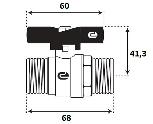 Кран шаровой для воды 3/4" ш/ш бабочка, никель, ONDO