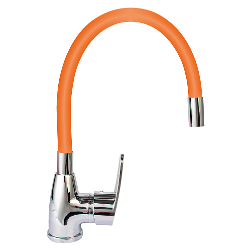 Смеситель ROEGEN RG014O для кухни, 40 мм, на гайке, с боковой металлической ручкой, с гибким оранжевыйе