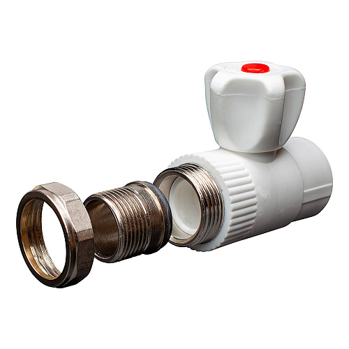 Кран шаровой PP-R для радиатора прямой DN 20х1/2" СТМ ПЛАСТ