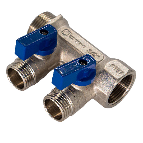 Коллектор 2 выхода шар.кран (наружная резьба) 1"х1/2" СТМ