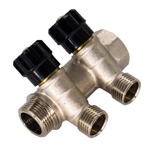 Коллектор 2 выхода вентиль н/р  3/4"х1/2" СТМ