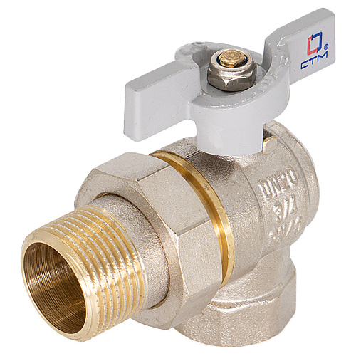 Кран шаровой для воды 1/2" с накидной гайкой угловой бабочка, СТМ СТАНДАРТ