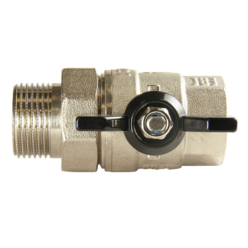 Кран шаровой для воды 1" с накидной гайкой бабочка, никель, ONDO