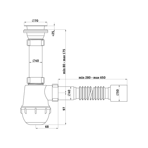 Сифон Ани Грот 1 1/2*40 с г/т 40х50, A0110