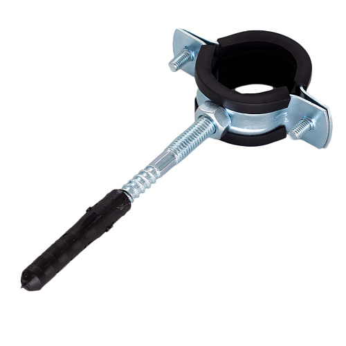 Хомут 1-1/4" (38-45мм) металлорезиновый с дюбелем и шурупом CTM