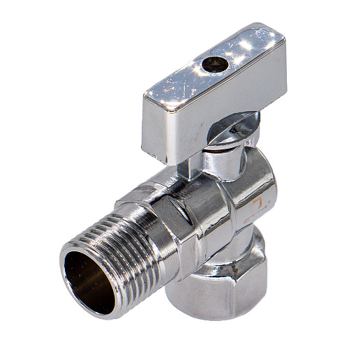 Кран шаровой для бытовых приборов угл. 1/2"х1/2" г/ш удлин.резьба с отражат. бабочка, хромированный СТМ