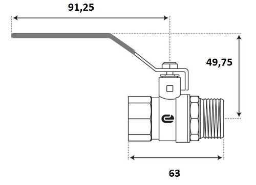 Кран шаровой для воды 3/4" г/ш рычаг, никель, ONDO