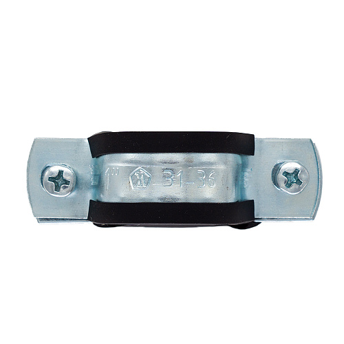 Хомут 1-1/4" (38-45мм) металлорезиновый с дюбелем и шурупом CTM
