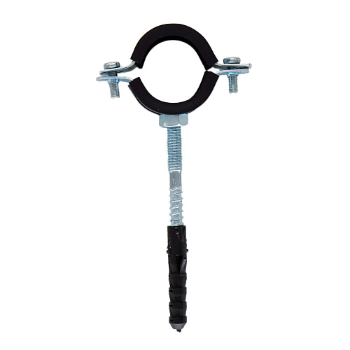 Хомут 1-1/4" (38-45мм) металлорезиновый с дюбелем и шурупом CTM