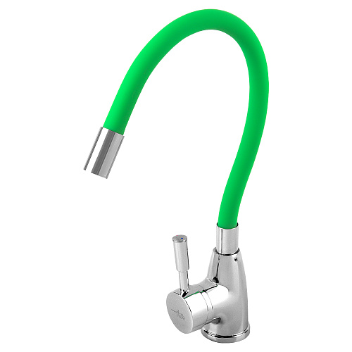 Смеситель FLOE FK234-DG для кухни, 40 мм, на гайке,с бок.штыревой ручкой,с гибким салатовым изливом